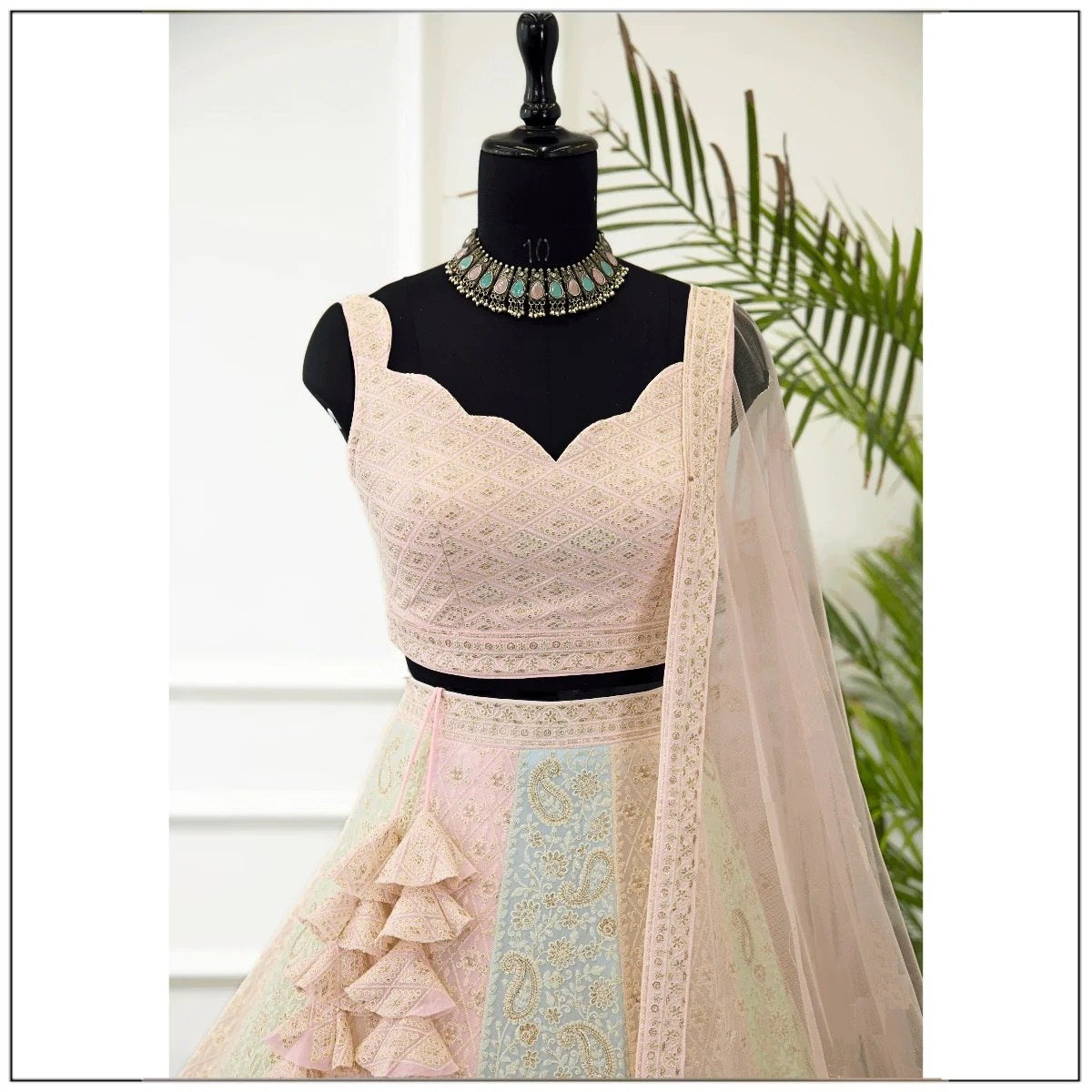 Fully stitched silk lehenga choli set with heavy blouse and flared skirt | Garba and Navratri lehenga choli with colorful sequins embroidery